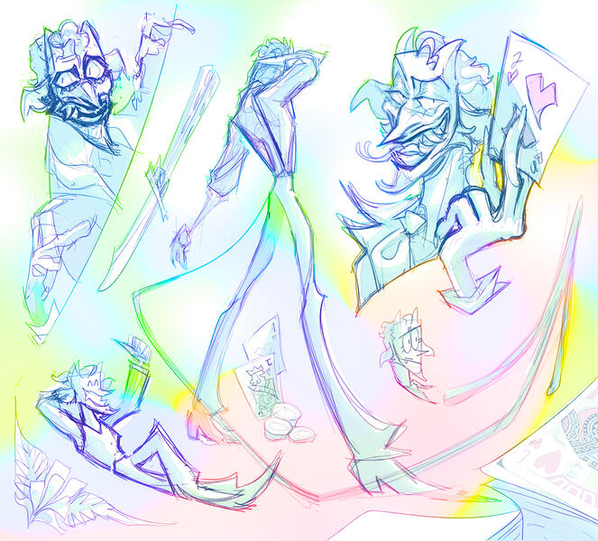 same sketchpage but with shading and a "tie dye" color treatment